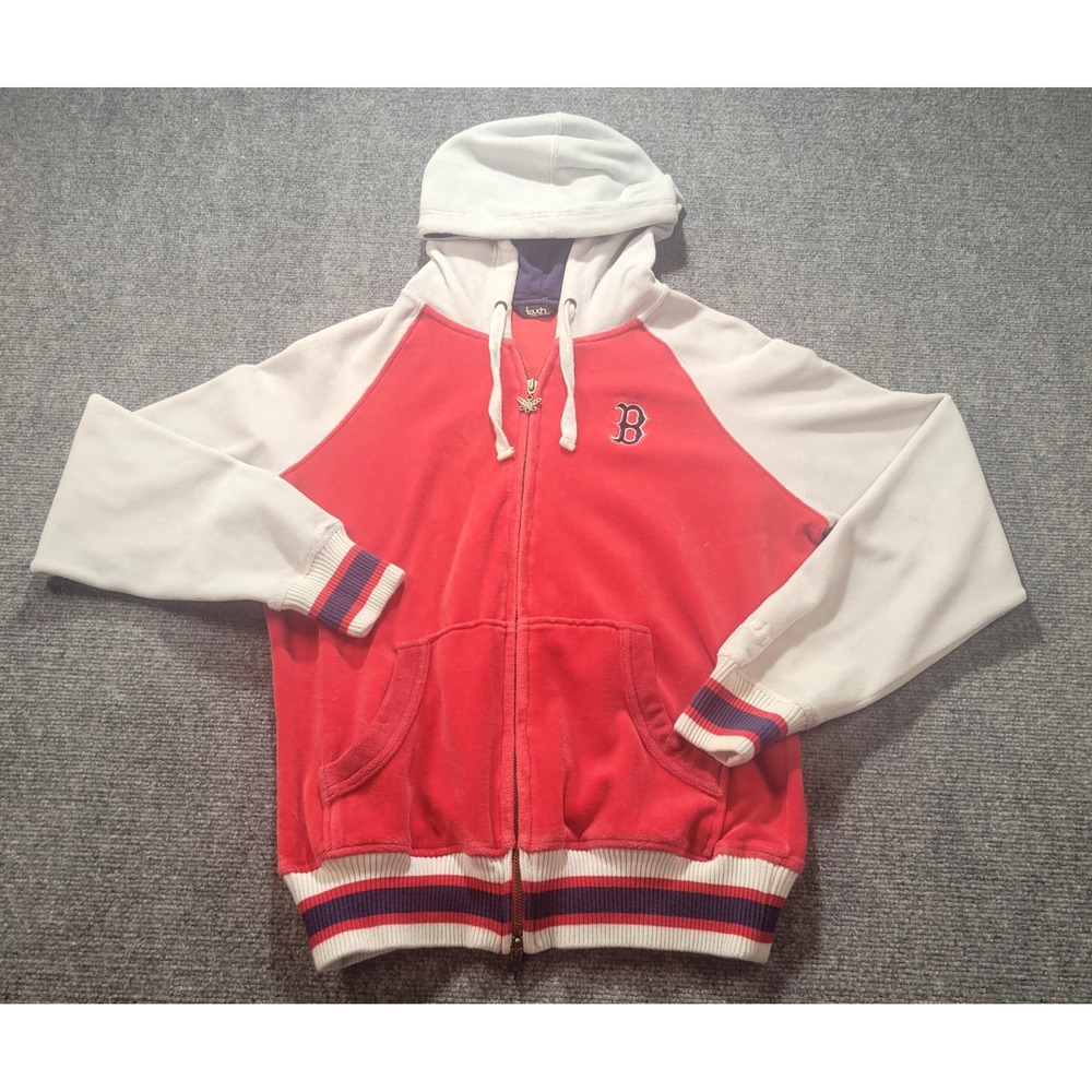 Touch by Alyssa Milano Boston Red Sox Velour Full Zip Hoodie Red White Large